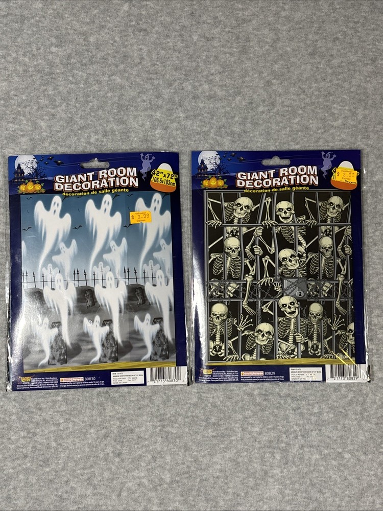 Set Of 2 Halloween Party Wall Decoration Haunted Door Covers Skeletons/Ghosts