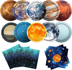 Space Theme Party Decorations 100Pcs Galaxy Planet Outer Space Disposable Plates