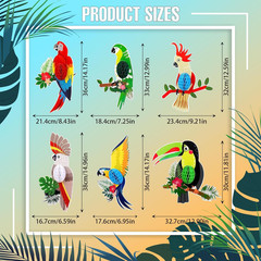 6 Pieces Tropical Birds Honeycomb Cutouts, Large Parrot Hanging Decor Parrot Hon