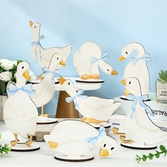 8Pcs Silly Goose Wood Table Sign Tabletop Centerpieces Blue Bow Goose Wooden …
