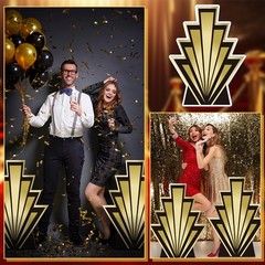 2 PCS 3.1 Ft 1920’s Theme Awards Night Party Decoration Art Cardboard StandUp