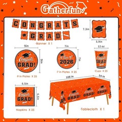 Complete Graduation Tableware Set in Orange