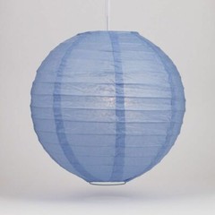 24″ Serenity Blue Round Paper Lantern, Even Ribbing, Chinese Hanging Decoration