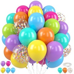Balloons,S 12 Inch Multicolor Fruit Green Blue and Orange Hot Pink 50PC Rainbow