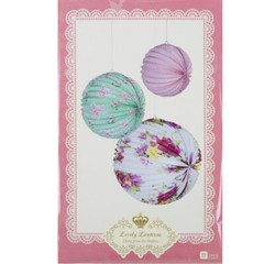 3 FLORAL PAPER LANTERN Birthday Boho Flower Home Garden Summer Tea Party Hanging