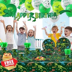 Potfaoer 208pcs Dinosaur Birthday Party Decorations