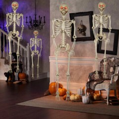 5 ft 5 in LED Eyes Poseable Human Size Skeleton Skull Halloween Decoration Prop