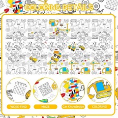 1 Pack Construction Coloring Table Cloth for Kids – Giant Construction Theme Col