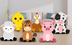 Farm Animals set party Props with Backdrop & A Personalized photo Standee