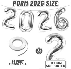 Prom 2026 Balloons Silver 32 Inch Giant – Prom 2026 Decorations Decor for Gradua