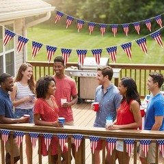 58Ft USA Flag Pennant Banner Patriotic Decorations 4th of July Independence Day