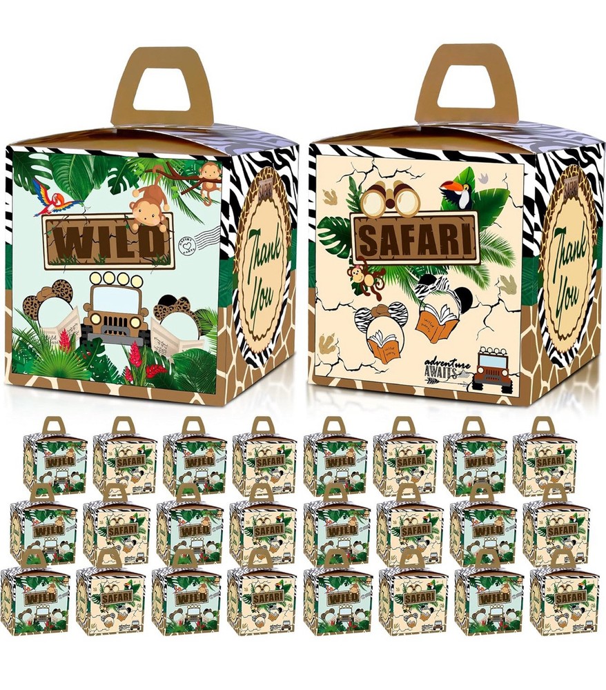 24 Pcs Jungle Mouse Safari Party Gift Boxes, Mouse Safari Birthday Party