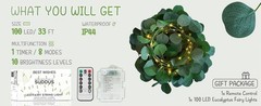 Vines with Lights Battery Operated, 33ft 100 LED Eucalyptus Garland String