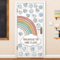 Boho Rainbow Bulletin Board Decorations Set, Boho Classroom Door Decor, Color…