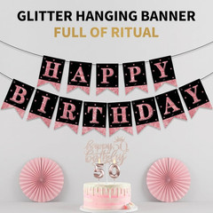 50Th Birthday Decorations for Women – 37Pcs Rose Gold Party Supplies Set with Ba