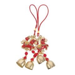 2Pcs Golden Metal Horse Wind Chime Ornaments for 2026 Lunar New Year Decor