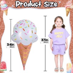 32 Inch Large Ice Cream Balloons Cone Kit, Giant Sweet Ice Cream Sprinkle Foi…
