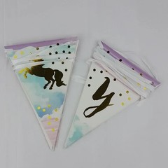 Magical Pastel Rainbow Unicorn Happy Birthday Pennant Banner