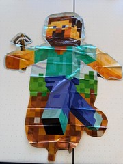 Minecraft Party Supplies – Steve Balloon, Banner, Tablecloth, #8 Foil Balloon