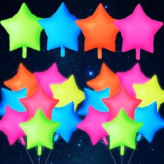 12Pcs Glow in The Dark Party Supply Neon Star Balloons Kit Star Shaped Neon F…