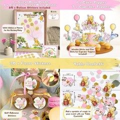 268-Piece All-in-One Winnie the Pooh Baby Shower Decorations in Pink and Yellow
