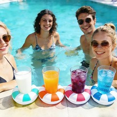 Vintage Stripe Drink Floaties 4 Pack Pool Drink Floats Inflatable Drink Holde…