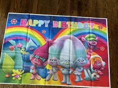 Trolls Happy Birthday Anime Cartoon Theme Backdrops Banner Birthday Party Decor