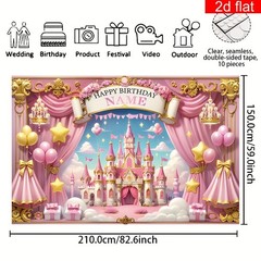 2D Flat Banner Customizable Name Age Princess Birthday Party Banner Backdrop ☋
