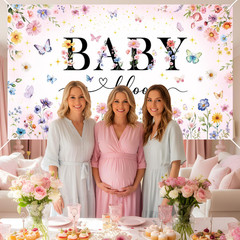 Wildflower Baby Shower Backdrop – Flower Baby in Bloom Baby Shower Decorations,