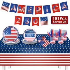 181PCS 4th of July Decorations 250th Anniversary Patriotic Party Serve 24