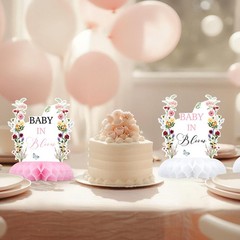 12 PCS Pink Floral Baby In Bloom Table Centerpieces Girl Baby Shower Decor