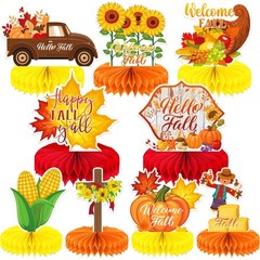 9Pcs Tables Fall Autumn Honeycomb Centerpieces 3D Pumpkin Maple Leaf