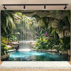 Jungle Scene Waterfall Backdrop Photo Background Party Banner Decor