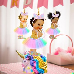 Unicorn Princess Rainbow Cutouts Centerpiece Tutu Horn Baby Shower Girl Birthday