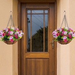 Artificial Hanging Basket Cloth, Plastic, And Metal Easy To Hang For Balcony