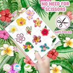 96 PCS Tropical Flower Hawaiian Pre-Cut Temporary Themed Birthday Favors Supplie