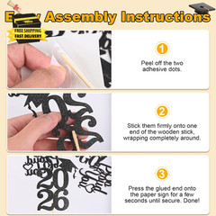 Graduation Decorations 2026, 24 PCS Class of 2026 Double-Sided Centerpieces with