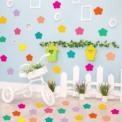108 PCS Colorful 3.5 Inch Flower Cutouts Paper Spring Board Decor Die Cut
