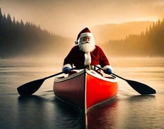 SIZE A3 Christmas Decoration Santa Claus Rowing A Boat