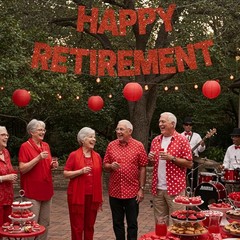 Glitter Red Happy Retirement Banner Pre-Strung Garland for Office Goodbye Party