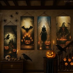 , Large Spooky Witch Pumpkin Banner Set – 47×16 Inch, Pack of 4 | Halloween D…