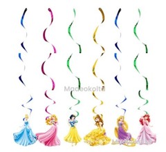 Disney Princesses Theme Happy Birthday Party Hanging Swirl Banner Decorations X6