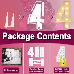1 PCS 3FT Foam Board Number 4 Light Up Marquee Number Birthday Party Decor