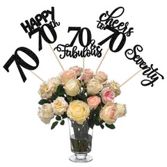 15 PCS 70th Birthday Centerpieces Sticks Black Table Toppers Party Decor