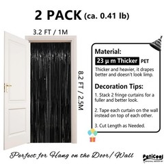Thicken Black Tinsel Backdrop Curtains 2 Pack 3.2 x 8.2 FT, Black Streamers, …