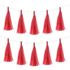 30Pcs Red Tassel Garland Banner with Rope