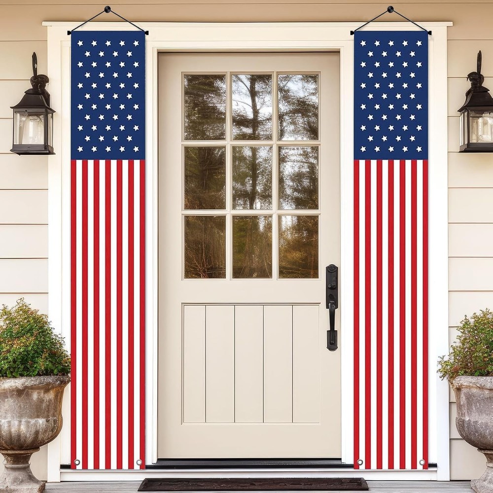 4th of July Decorations – Hanging American Flag Banners Patriotic Porch Sign …
