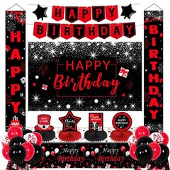 Black and Red Birthday Decorations for Men Women Boys Girls, Black and Red Pa…