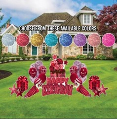 Sparkle Birthday Yard Card Greeting 12 pc Flair Set, Birthday Yard Signs