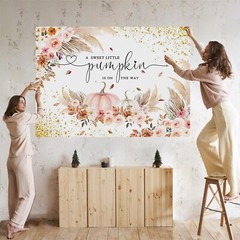 Mocsicka Pumpkin Baby Shower Backdrop Autumn Fall Little Pumpkin Baby Shower …